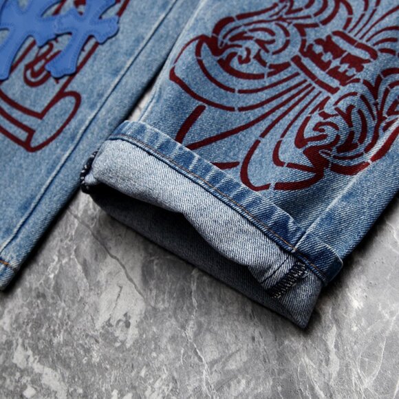 Chrome Heart Leather Patch Jeans - Picture 4 of 10